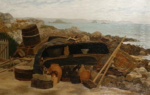 A Fisherman's Still Life Oil Painting by Samuel George Pollard