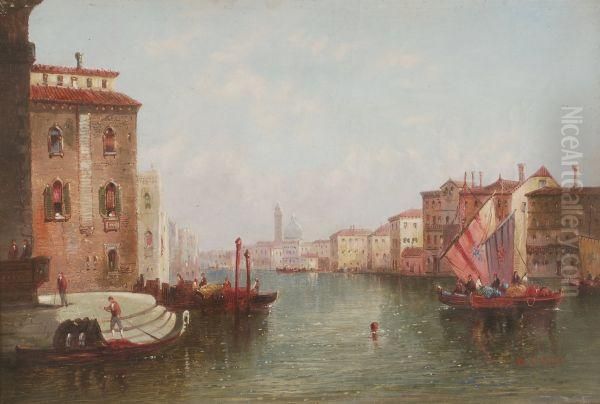 Scene On The Grand Canal, Venice Oil Painting by Alfred Pollentine