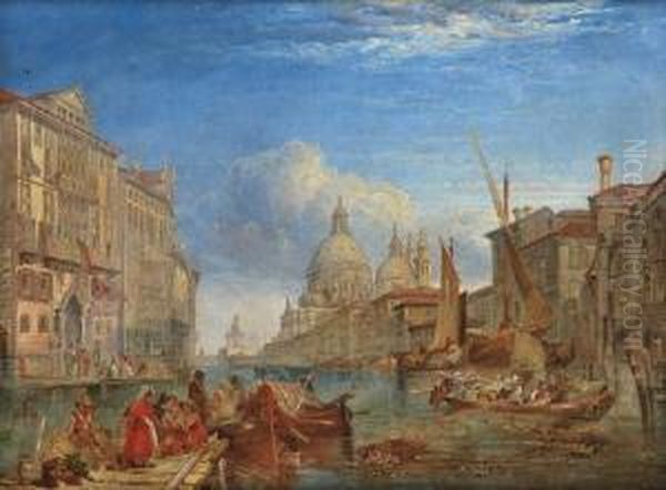 Venetian Harbour Scene Oil Painting by Alfred Pollentine