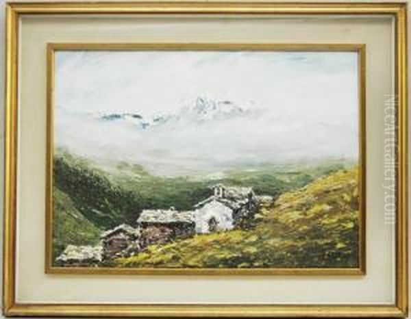 Paesaggio A Zermatt Oil Painting by Antonio Pollini