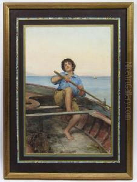 Boy Rowing Boat by G Pompiani Battaglia