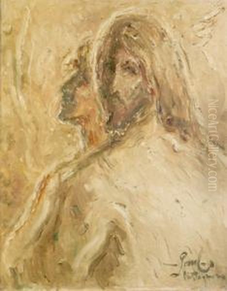 Cristo Y Maria Oil Painting by Fidelio Ponce De Leon