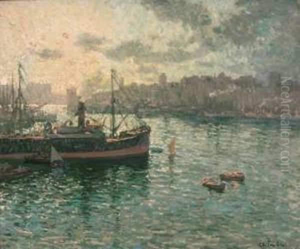 L'entree Du Port Oil Painting by Antoine Ponchin