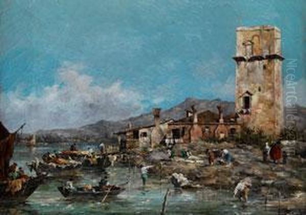 La Torre Di Marghera Oil Painting by Giuseppe Ponga