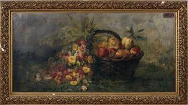 Panier De Fleurs Et Fruits Oil Painting by Henriette Ponsin