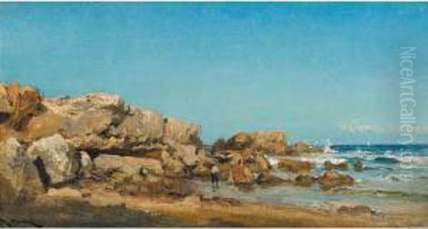 :rochers A Bandol Oil Painting by Raphael L. Ponson