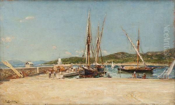 Le Mole De Sainte Maxime Oil Painting by Raphael Luc Ponson