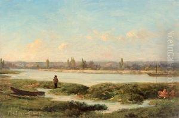 Delaisses De La Saone Pres De St Germain Au Mont D'or Oil Painting by Antoine Ponthus-Cinier