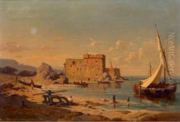 Vue De Saint Honorat, Alpes - Maritimes Oil Painting by Antoine Ponthus-Cinier