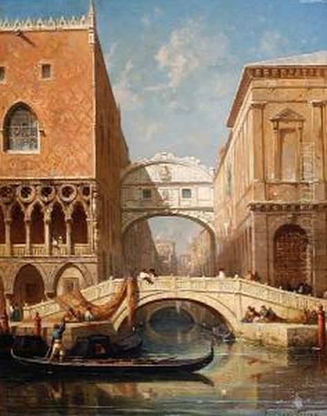 The Bridge Of Sighs, Venice Oil Painting by Antoine Ponthus-Cinier