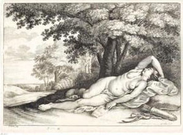 Diana Sleeping At The Foot Of A Tree Oil Painting by Paulus Pontius