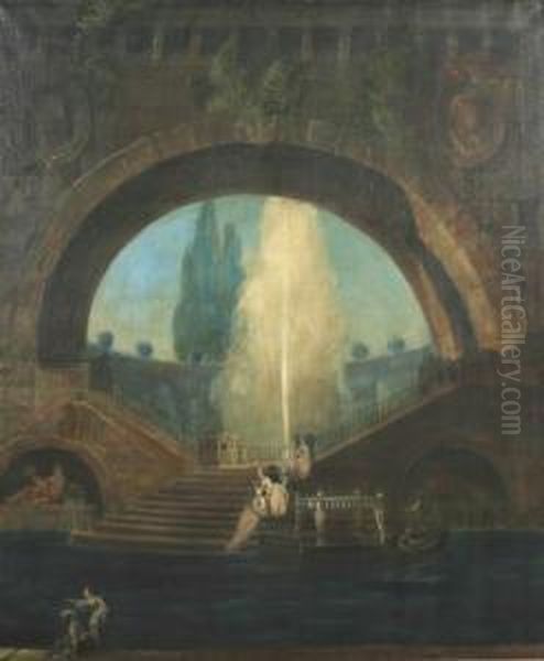 Italian Architectural Series Oil Painting by Abram Poole