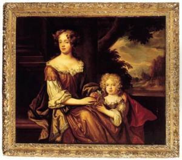 Portrait Of A Lady And Child Oil Painting by Thomas Pooly Pooley