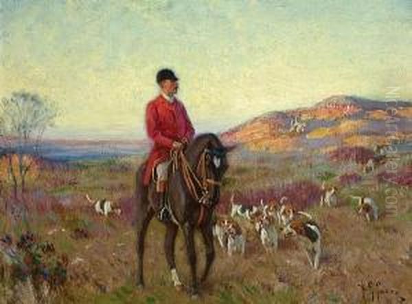 Hunter With Fox Hounds Oil Painting by Henry Rankin Poore