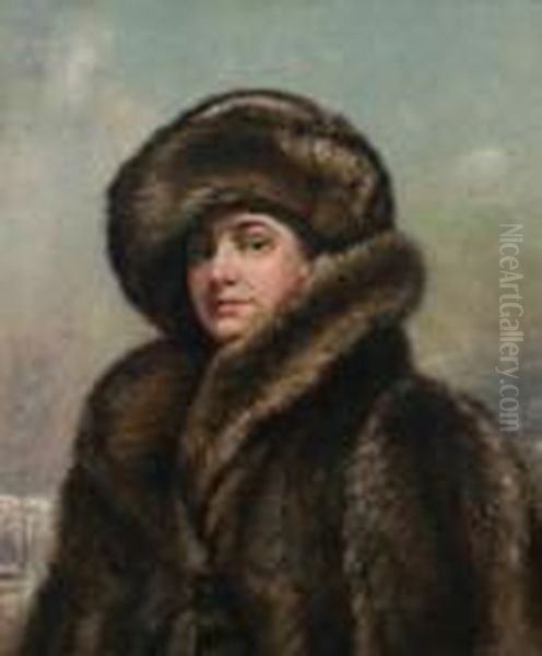 Portrait Of A Woman In Fur Oil Painting by Alexander Pope