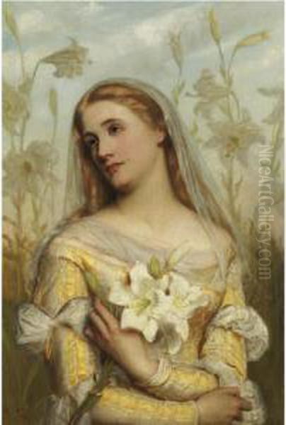 Lilies Oil Painting by Gustave Pope