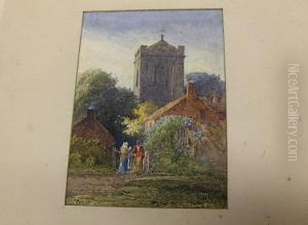 A Worcestershire Church Oil Painting by Henry Martin Pope