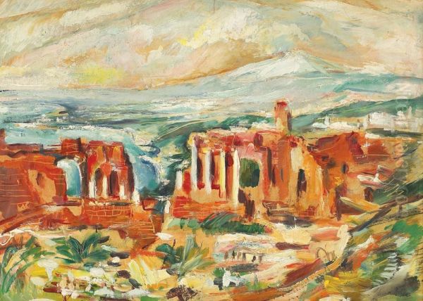 Teatrul Grecesc Din Taormina Oil Painting by Elena Popea