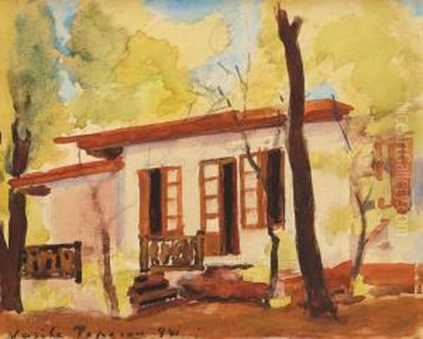 Casa De La Fundeni Oil Painting by Vasile Popescu