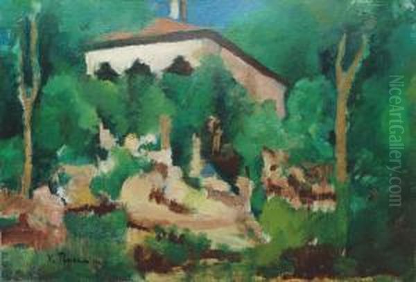 Gradina In Calimanesti Oil Painting by Vasile Popescu