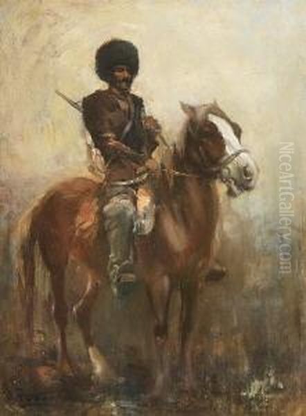 Tscherkesse Zu Pferd. Oil Painting by Jon Popp