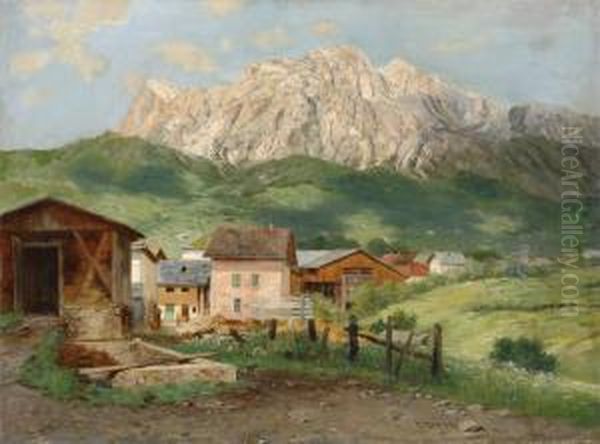 Ansicht Von Schlern Bei Bozen. Oil Painting by Fedor Poppe