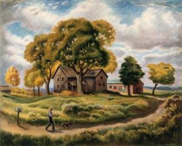 Farmer's Mail Oil Painting by Stanislaus Pociecha Poray