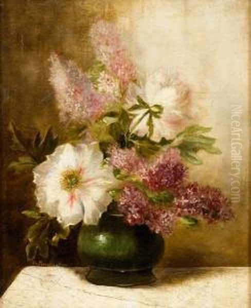 Vaso Con Lilla E Peonie Oil Painting by Antonio Porcelli