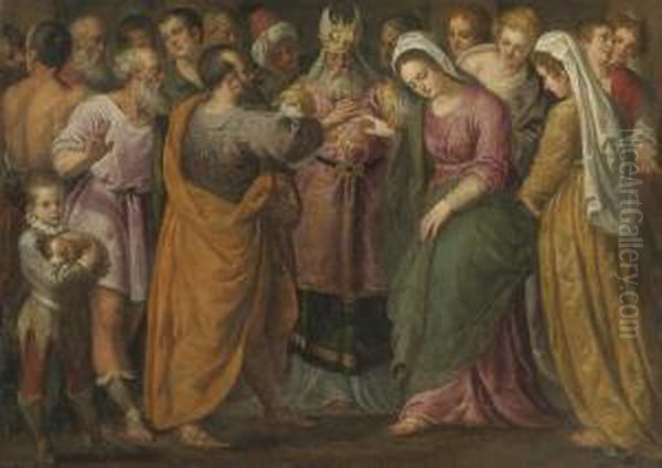 The Marriage Of Joseph And Mary Oil Painting by Giuseppe Salviati