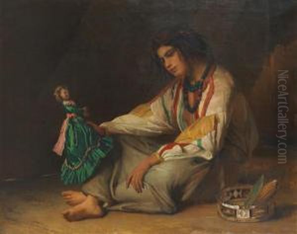 Jeune Musicienne Au Tambourin Oil Painting by Jean-Francois Portaels