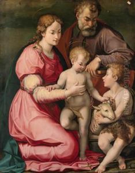 The Holy Family With The Infant Saint John The Baptist Oil Painting by Carlo Portelli da Loro