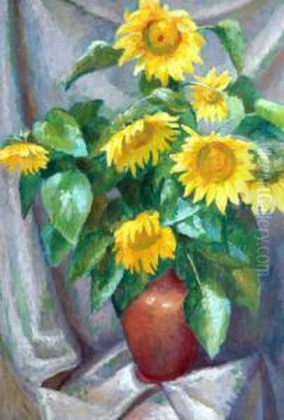 Sunflowers Oil Painting by Frederick J. Porter