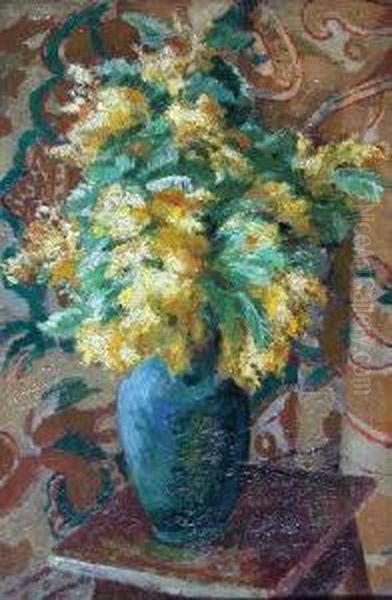 Mimosa Oil Painting by Frederick J. Porter