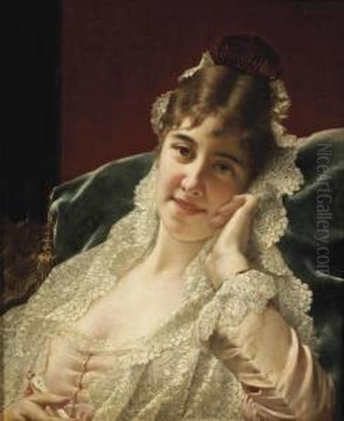 An Alluring Glance Oil Painting by Jan Frederik Pieter Portielje