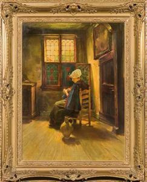 Crochet Girl Oil Painting by Rudolf Possin