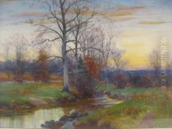 Landscape At Dusk Oil Painting by William Merritt Post