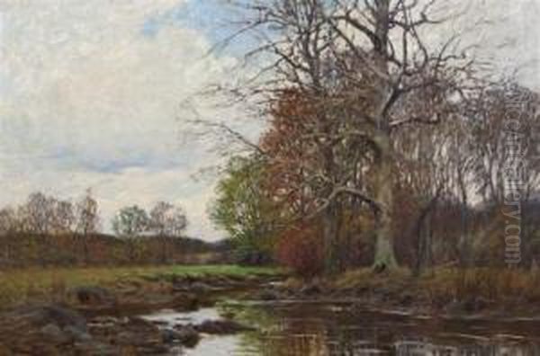 Stream In Autumn Oil Painting by William Merritt Post