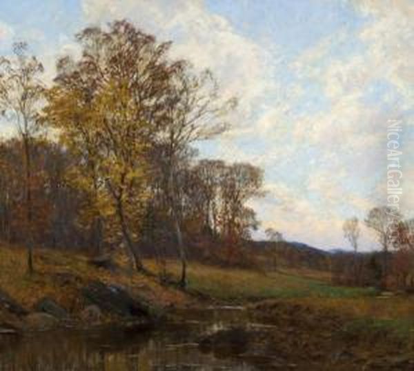 Country Stream, Autumn Oil Painting by William Merritt Post