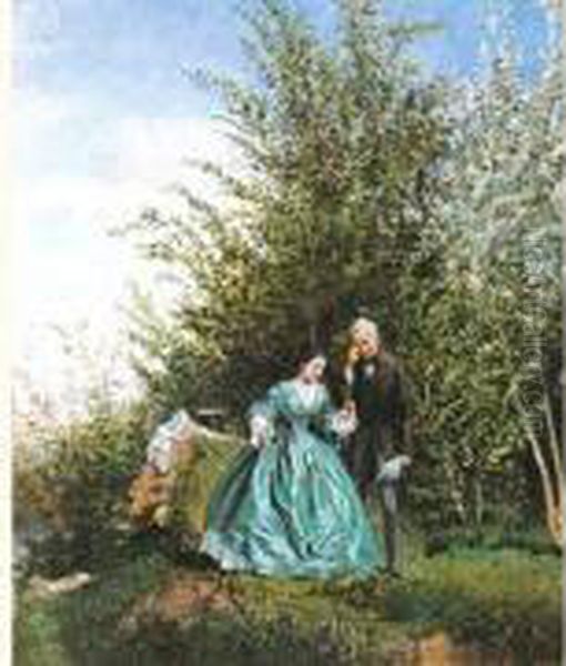 La Promenade Oil Painting by Adolphe Theodore J. Potemont