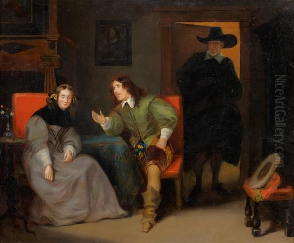 Scene Du Tartuffe De Moliere Oil Painting by Hippolyte Poterlet