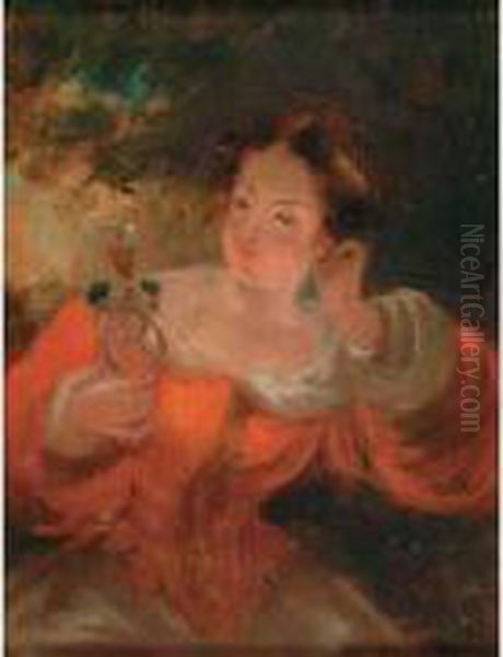 Jeune Femme Au Hanap Oil Painting by Louis Henry Hippol. Poterlet