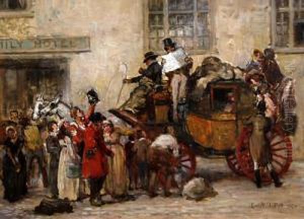 Stage Coach Departing Oil Painting by Laslett John Pott