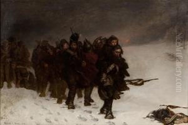 On The March From Moscow Oil Painting by Laslett John Pott