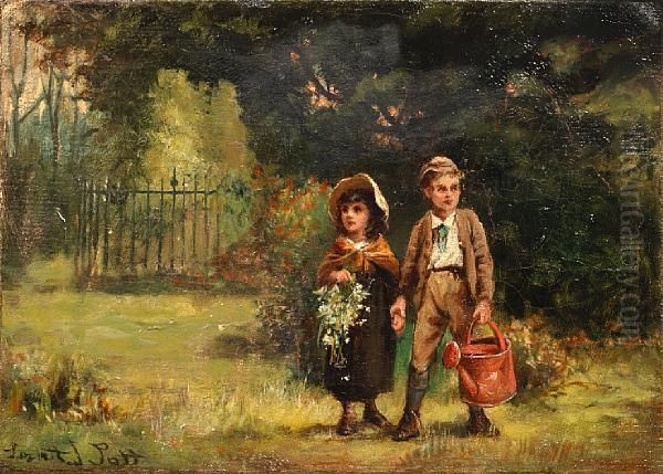 Two Young Gardeners Oil Painting by Laslett John Pott