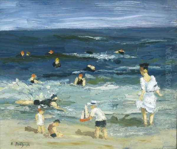 Sunday Beach Oil Painting by Edward Henry Potthast