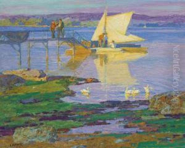 Boat At Dock Oil Painting by Edward Henry Potthast