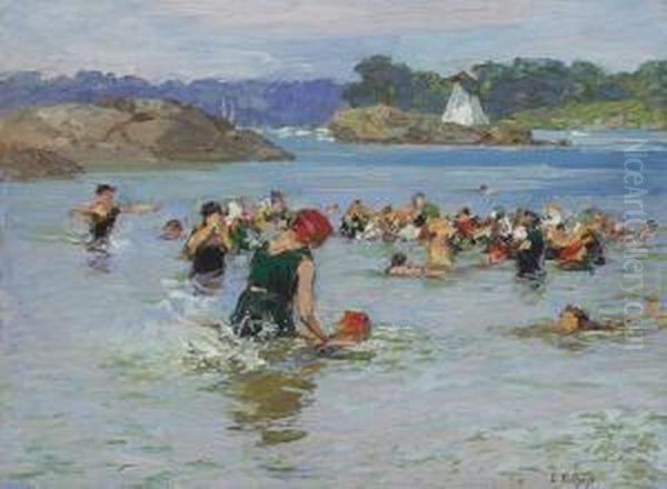 The Swimming Lesson Oil Painting by Edward Henry Potthast