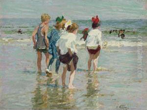 Summer Day, Brighton Beach Oil Painting by Edward Henry Potthast