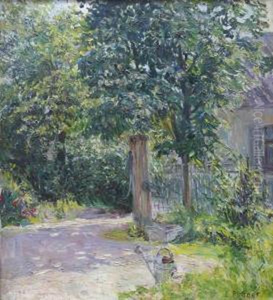 Sonnenbeschienene Gartenlandschaft Oil Painting by Emil Pottner