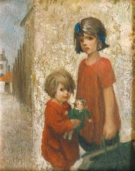 Les Deux Enfants Oil Painting by Francisque Poulbot